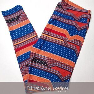 LuLaRoe TC Leggings Red Blue NEW